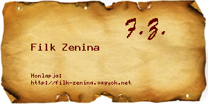 Filk Zenina névjegykártya